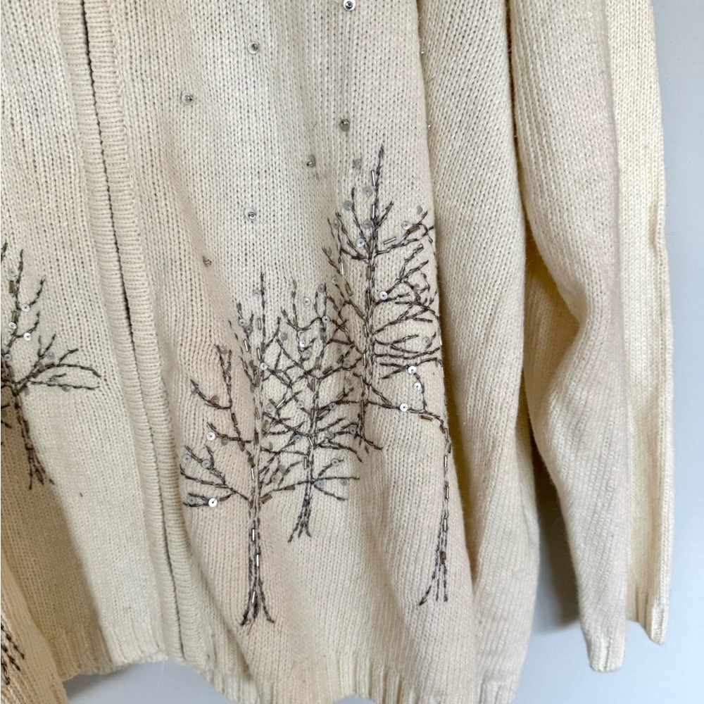 Croft & Barrow Vintage-Style Cardigan| Embroidered Sequin Design| NWT |3X |Cream - Picture 5 of 8